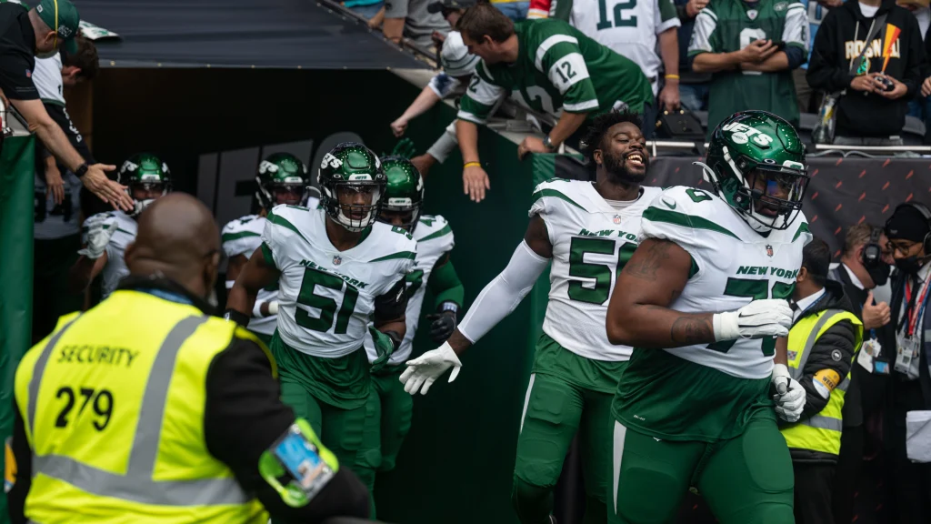 Sauce Gardner, cornerback de los New York Jets, durante un partido de la NFL.
